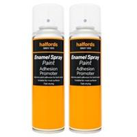 2 x Halfords Enamel Spray Paint Adhesion Promoter Fast Drying 300ml