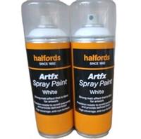 ARTFX SPRAY PAINT WHITE 400ML CANS HALFORDS x2
