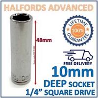 Halfords Advanced 10mm 1/4" Square Drive 6 Point Deep Socket -Lifetime Guarantee
