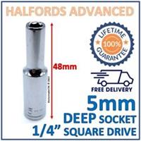 Halfords Advanced 5mm 1/4" Square Drive 6 Point Deep Socket - Lifetime Guarantee