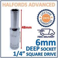 Halfords Advanced 6mm 1/4" Square Drive 6 Point Deep Socket - Lifetime Guarantee