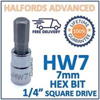 Halfords Advanced H7 7mm Hex Bit with 1/4" Square Drive Adapter - New - Free P&P