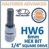 Halfords Advanced H6 6mm Hex Bit with 1/4" Square Drive Adapter - New - Free P&P
