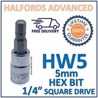 Halfords Advanced H5 5mm Hex Bit with 1/4" Square Drive Adapter - New - Free P&P