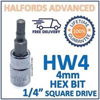 Halfords Advanced H4 4mm Hex Bit with 1/4" Square Drive Adapter - New - Free P&P