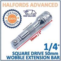 Halfords Advanced 1/4" Square Drive Wobble Extension Bar 50mm - New - Free P&P