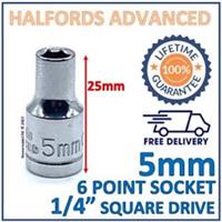 Halfords Advanced 5mm 1/4" Square Drive 6 Point Socket -New - Lifetime Guarantee