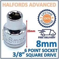 Halfords Advanced 8mm 3/8" Square Drive 6 Point Socket -New- Lifetime Guarantee