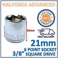 Halfords Advanced 21mm 3/8" Square Drive 6 Point Socket -New- Lifetime Guarantee