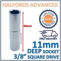 Halfords Advanced 11mm 3/8" Square Drive 6 Point Deep Socket -Lifetime Guarantee
