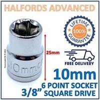 Halfords Advanced 10mm 3/8" Square Drive 6 Point Socket -New- Lifetime Guarantee