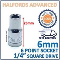 Halfords Advanced 6mm 1/4" Square Drive 6 Point Socket - Lifetime Guarantee