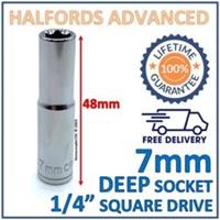 Halfords Advanced 7mm 1/4" Square Drive 6 Point Deep Socket - Lifetime Guarantee