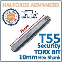 Halfords Advanced T55 Torx Security Bit 10mm Hex Shank 75mm Length -New Free P&P