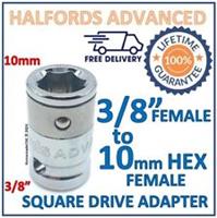 Halfords Advanced 3/8" Female Square Drive to 10mm Hex Female Adapter - Free P&P
