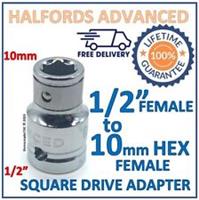 Halfords Advanced 1/2" Female Square Drive to 10mm Hex Female Adapter - Free P&P