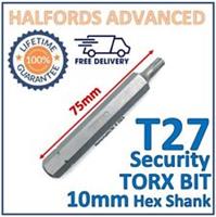 Halfords Advanced T27 Torx Security Bit 10mm Hex Shank 75mm Length -New Free P&P