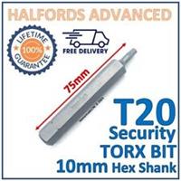 Halfords Advanced T20 Torx Security Bit 10mm Hex Shank 75mm Length -New Free P&P