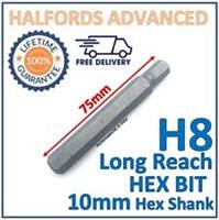 Halfords Advanced H8 8mm Hex Bit - 10mm Hex Shank - 75mm Length - New Free P&P
