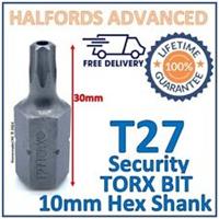 Halfords Advanced T27 Torx Security Bit 10mm Hex Shank 30mm Length -New Free P&P