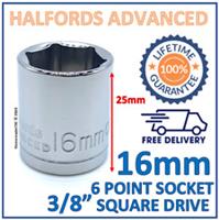 Halfords Advanced 16mm 3/8" Square Drive 6 Point Socket -New- Lifetime Guarantee