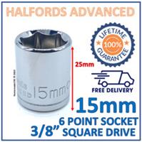 Halfords Advanced 15mm 3/8" Square Drive 6 Point Socket -New- Lifetime Guarantee