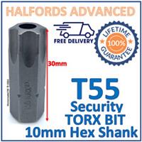 Halfords Advanced T55 Torx Security Bit 10mm Hex Shank 30mm Length -New Free P&P