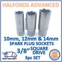 Halfords Advanced 3/8" Square Drive 3pc Spark Plug Socket Set - New - Free P&P
