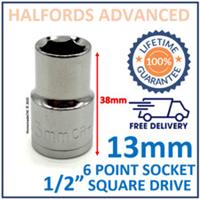 Halfords Advanced 13mm 1/2" Square Drive 6 Point Socket -New- Lifetime Guarantee
