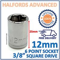Halfords Advanced 12mm 3/8" Square Drive 6 Point Socket -New- Lifetime Guarantee