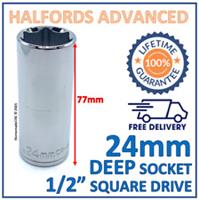 Halfords Advanced 24mm 1/2" Square Drive 6 Point Deep Socket -Lifetime Guarantee