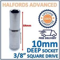 Halfords Advanced 10mm 3/8" Square Drive 6 Point Deep Socket -Lifetime Guarantee