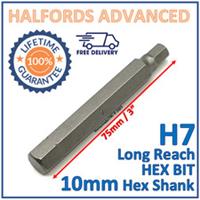 Halfords Advanced H7 7mm Hex Bit - 10mm Hex Shank - 75mm Length - New Free P&P
