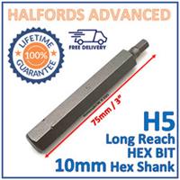 Halfords Advanced H5 5mm Hex Bit - 10mm Hex Shank - 75mm Length - New Free P&P