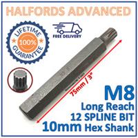 Halfords Advanced 8mm Spline Bit - 10mm Hex Shank - 75mm Length - New Free P&P