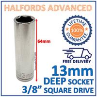 Halfords Advanced 13mm 3/8" Square Drive 6 Point Deep Socket -Lifetime Guarantee