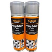 BRAKE CALIPER SILVER SPRAY PAINT 300ML HALFORDS CANS X2