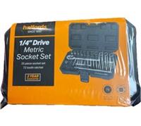 Halfords 1/4 Drive Socket Set Metric 4-14mm Sockets 25 Piece 72 Tooth Ratchet