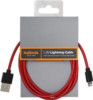 Halfords 1.2M Lightning Cable Black/Red