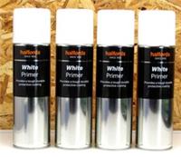 4 X CANS OF HALFORDS WHITE PRIMER AEROSOL SPRAYS 300ml