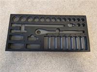 Halfords Advanced 3/8" Drive Socket set tool storage Foam tray shadow Metric