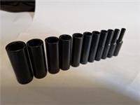 Set of 11 Halfords Advanced 1/4 drive deep 6 point sockets 4-14mm BLACK