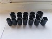 Halfords Advanced 1/2" Drive Socket Set of 12 13-27mm Tool Shallow BLACK