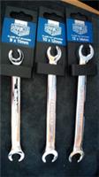 3x Halfords Advanced Flare Nut Spanners 9x11mm, 10x12mm & 13x14mm. New with tags