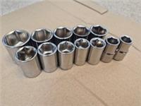 Halfords Advanced 1/2 Drive Socket Set of 12 13-27mm Professional Tool Shallow