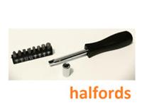 Halfords 1/4" Drive Spinner Handle + 8 Bits and Holder Chrome Vanadium