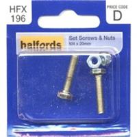 Halfords Set Screws + Nuts M4 x 20mm HFX196