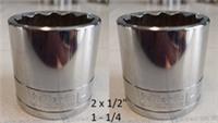 2 x Halfords 1 - 1/4 CR - V Hex Drive Socket 12 Point, 1/2" Socket