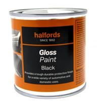 Halfords Black Gloss Enamel Paint Tough Durable Protective Finish Multi Use