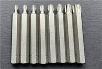 Tamper Proof Security Torx Bit Set - 10mm Hex Shank 75mm Long T20 to T55 8pc